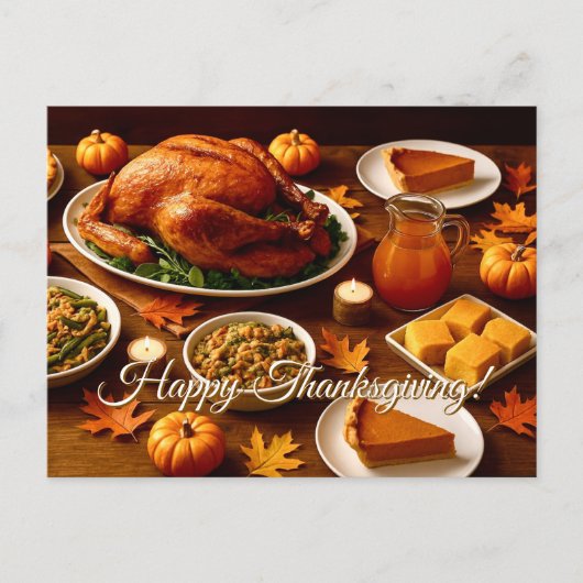 Thanksgiving Feast Table Postcard Feiertagspostkarte (Vorderseite)