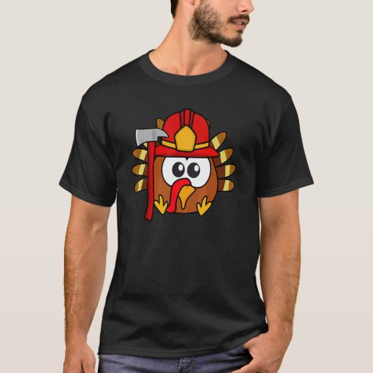 Thanksgiving Firefighter Turkey Feast Day T-Shirt (Vorderseite)