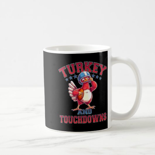 Thanksgiving Football Turkey & Touchdowns Game Kaffeetasse (Rechts)
