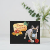 Thanksgiving Französische Bulldogge Postkarte (Stehend Vorderseite)