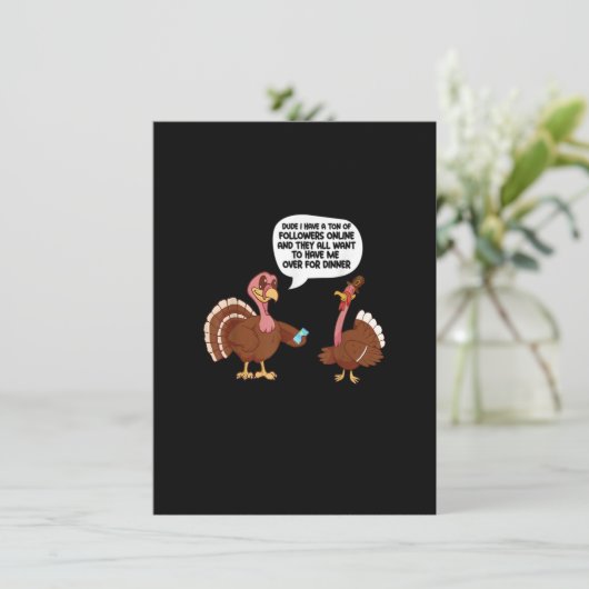 Thanksgiving Funny Turkey Einladung (Stehend Vorderseite)