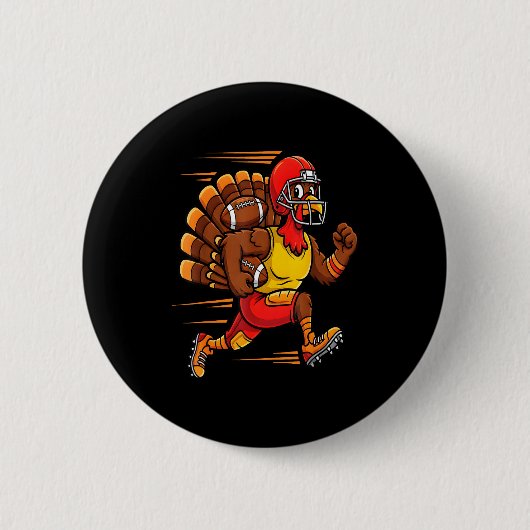 Thanksgiving Funny Turkey Playing Football Men Boy Button (Vorderseite)