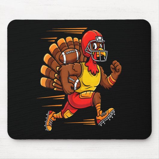 Thanksgiving Funny Turkey Playing Football Men Boy Mousepad (Vorne)