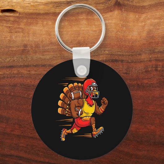 Thanksgiving Funny Turkey Playing Football Men Boy Schlüsselanhänger (Vorderseite)
