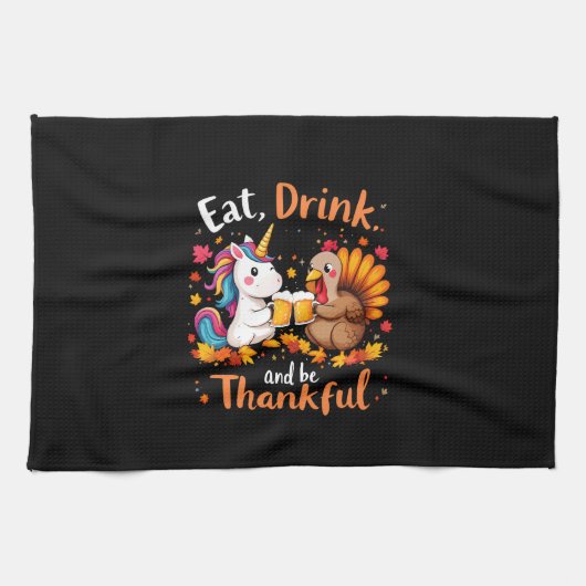 Thanksgiving Funny Unicorn Turkey Day Beer Long Sl Geschirrtuch (Horizontal)