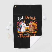 Thanksgiving Funny Unicorn Turkey Day Beer Long Sl Golfhandtuch (Insitu)