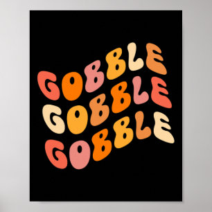 Thanksgiving-Gackern-Script Groovy-Stil Dankbar F Poster