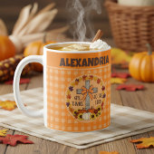 Thanksgiving Give Thanks To The Lord Orange Plaid Kaffeetasse