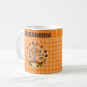 Thanksgiving Give Thanks To The Lord Orange Plaid Kaffeetasse (Vorderseite Links)