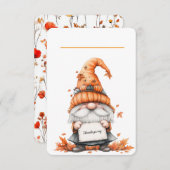 Thanksgiving Gnome Place Card with Floral Back (Vorne/Hinten)