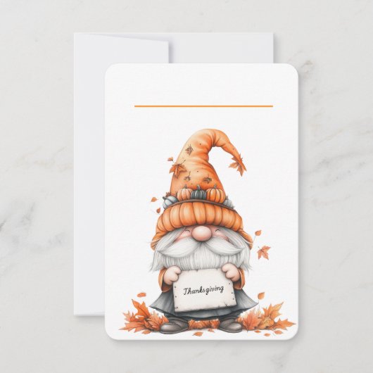 Thanksgiving Gnome Place Card with Floral Back (Vorderseite)