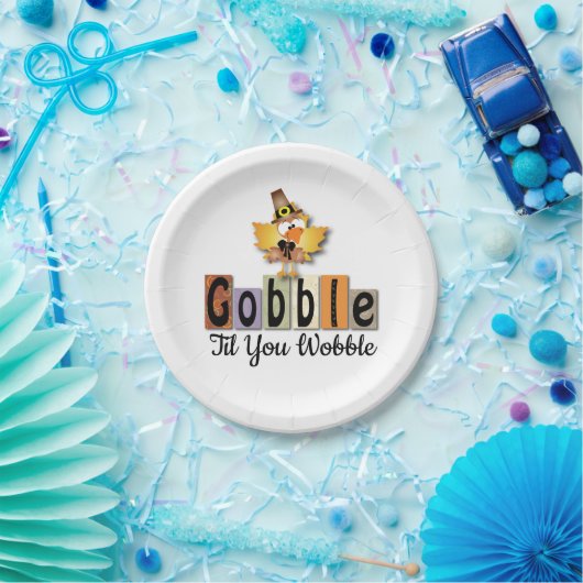 Thanksgiving Gobble Til You Wobble Turkey Pappteller (Party)