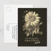 Thanksgiving Grateful Vintage Sunflower Floral Postkarte (Vorne/Hinten)