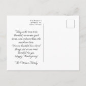 Thanksgiving Grateful Vintage Sunflower Floral Postkarte (Rückseite)