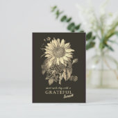 Thanksgiving Grateful Vintage Sunflower Floral Postkarte (Stehend Vorderseite)
