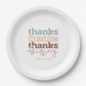 Thanksgiving groovy typography design pappteller (Vorderseite)
