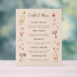 Thanksgiving Hand-Drawn Signature Cocktail Menu Acrylschild