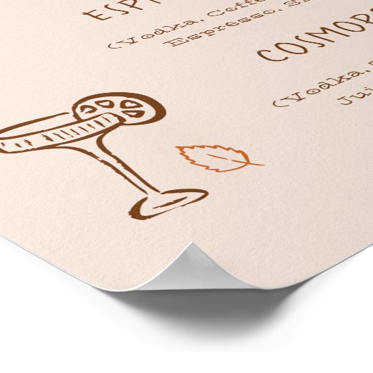 Thanksgiving Hand-Drawn Signature Cocktail Menu Poster (Ecke)