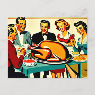 Thanksgiving im Stil der 1950er Jahre zu Hause Feiertagspostkarte