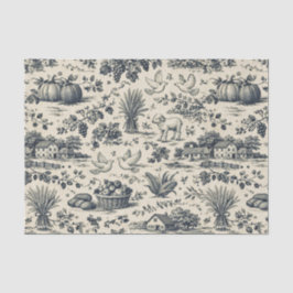 Thanksgiving Indigo Blue Harvest Toile Seidenpapier