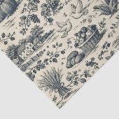 Thanksgiving Indigo Blue Harvest Toile Seidenpapier (Ausschnitt)