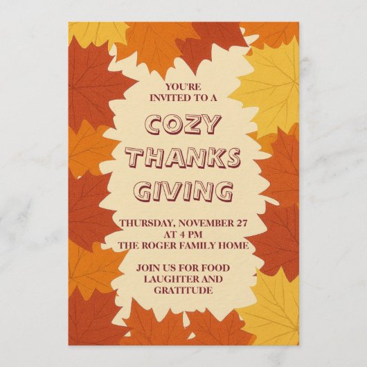 Thanksgiving Invitation – Autumn Leaves Fall  Einladung (Vorderseite)