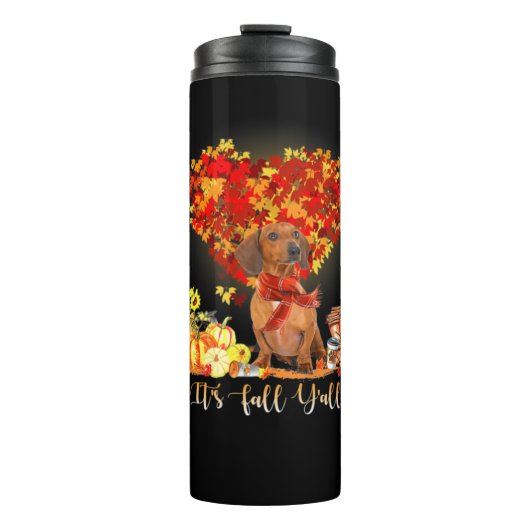 Thanksgiving It's Fall Y'all Dachshund Thermosbecher (Vorderseite)
