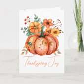 Thanksgiving Joy Floral Pumpkin Card Karte (Vorderseite)