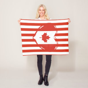 Thanksgiving Kanada – Rotes Herz und Streifen Fleecedecke