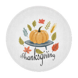 Thanksgiving Leaves and Pumpkin in Autumn colors Schneidebrett
