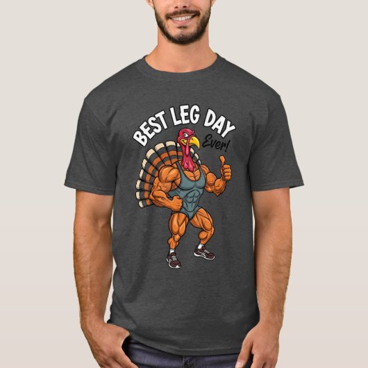 Thanksgiving Leg Day Basic Dark T-Shirt (Vorderseite)