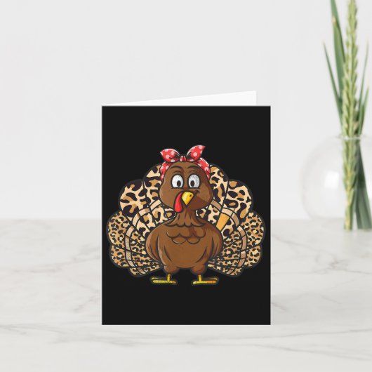 Thanksgiving Leopard Turkey Women Girl Autumn Fall Karte (Vorderseite)
