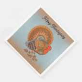 Thanksgiving Male Turkey Fanned Tail Blue Orange Serviette (Ecke)