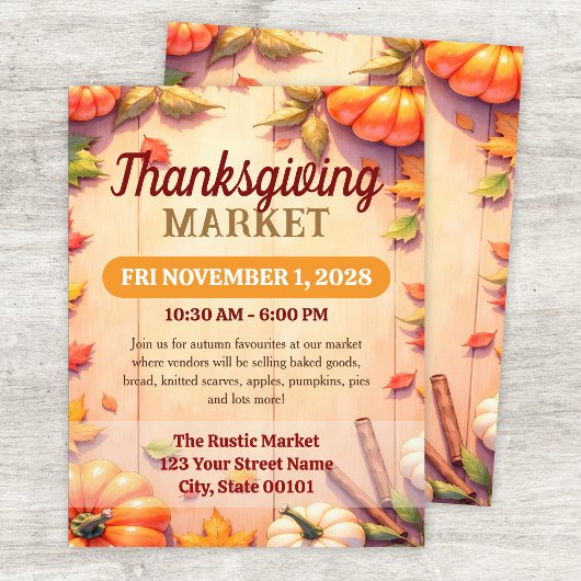 Thanksgiving Market Autumn Event Flyer Template