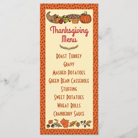 Thanksgiving Menu Programm (Vorderseite)