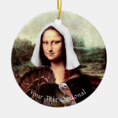 Thanksgiving Mona Lisa Pilgrim with Turkey Keramik Ornament (Vorne)