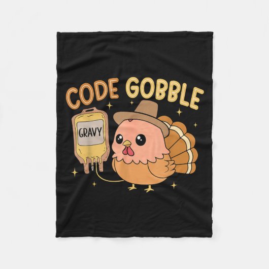 Thanksgiving Nurse Code Gobble Funny Rn Cna Medica Fleecedecke (Vorderseite)