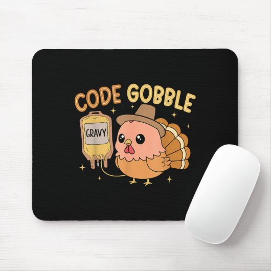 Thanksgiving Nurse Code Gobble Funny Rn Cna Medica Mousepad (Mit Mouse)