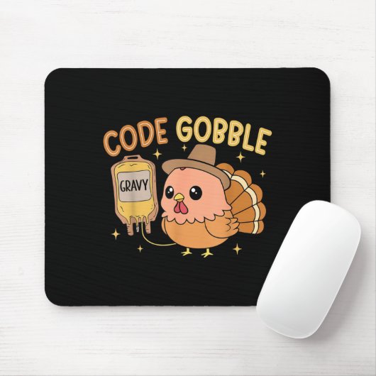 Thanksgiving Nurse Code Gobble Funny Rn Cna Mousepad (Mit Mouse)
