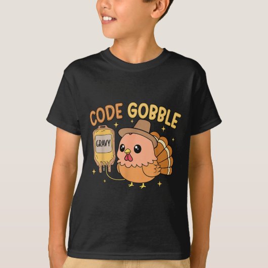 Thanksgiving Nurse Code Gobble Funny Turkey Rn Cna T-Shirt (Vorderseite)