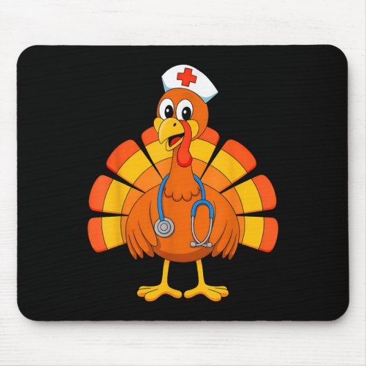 Thanksgiving Nurse Turkey Nurses Scrub Top Nursing Mousepad (Vorne)