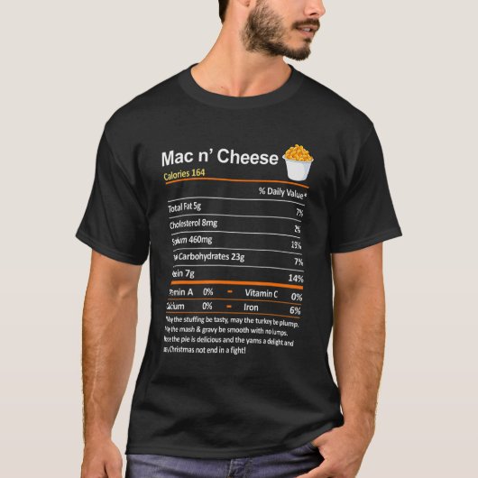 Thanksgiving Nutrition Facts  Mac and Cheese Nutri T-Shirt (Vorderseite)