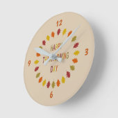 Thanksgiving Oak Leaves Runde Wanduhr (Winkel)