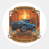Thanksgiving Offroad Adventure 2025 Runder Aufkleber (Vorderseite)