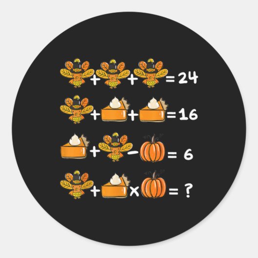 Thanksgiving Order Of Operations Math Teacher Quiz Runder Aufkleber (Vorderseite)