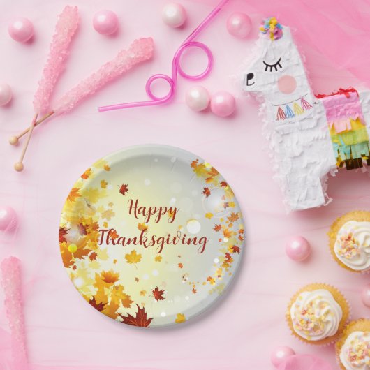 Thanksgiving Paper Plates With Autumn Leaves Pappteller (Party)