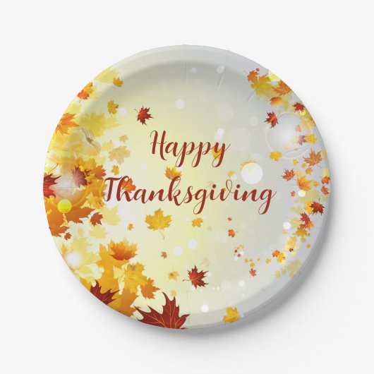 Thanksgiving Paper Plates With Autumn Leaves Pappteller (Vorderseite)