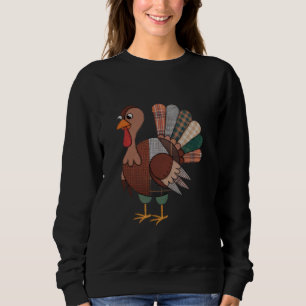 Thanksgiving Patchwork Quilted Truthahn Herbst Sweatshirt
