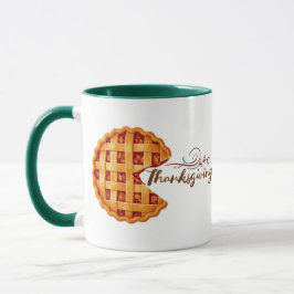 Thanksgiving Pie Slice Retro Arcade Green Handle Tasse