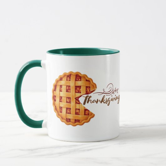 Thanksgiving Pie Slice Retro Arcade Green Handle Tasse (Links)